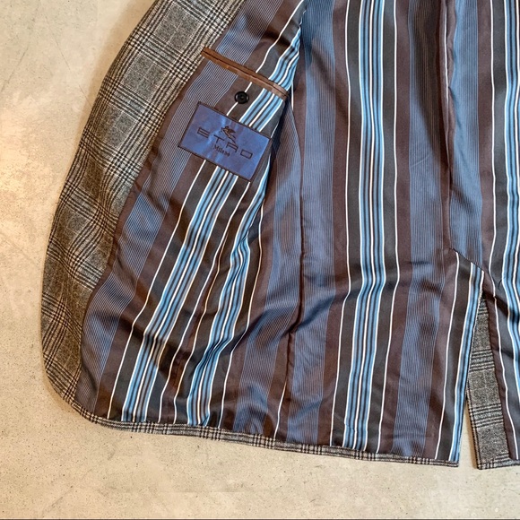 Men’s Etro Brown Check Wool Blazer, Like New SZ50 - Picture 7 of 9